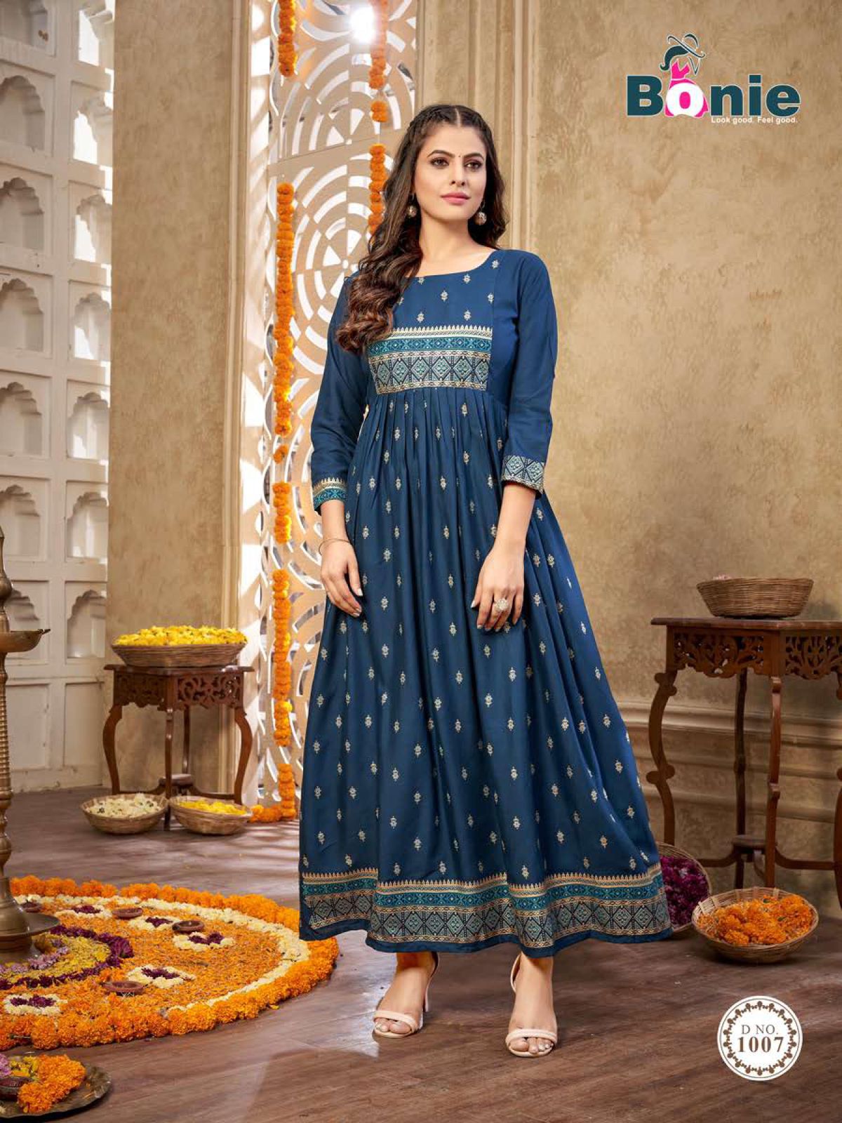 Bonie Senorita Festive Wear Rayon Designer Long Anarkali Kurti Collection